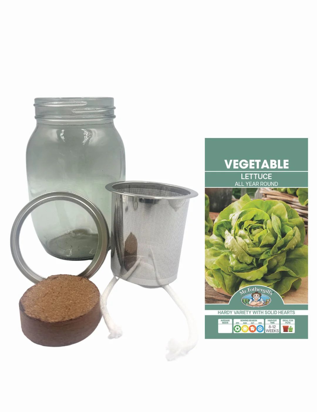 Self-Watering Mason Jar Kit (All Year Round Lettuce Seeds) - Image 2